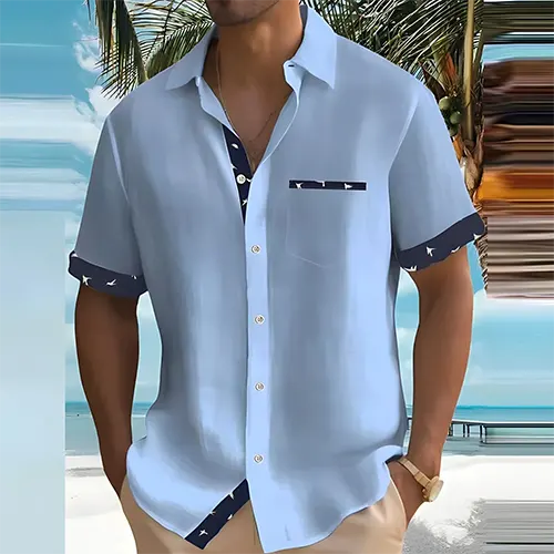 Modern heren overhemd met korte mouwen, casual en stijlvol voor herenmode. Fris en lichtgewicht.