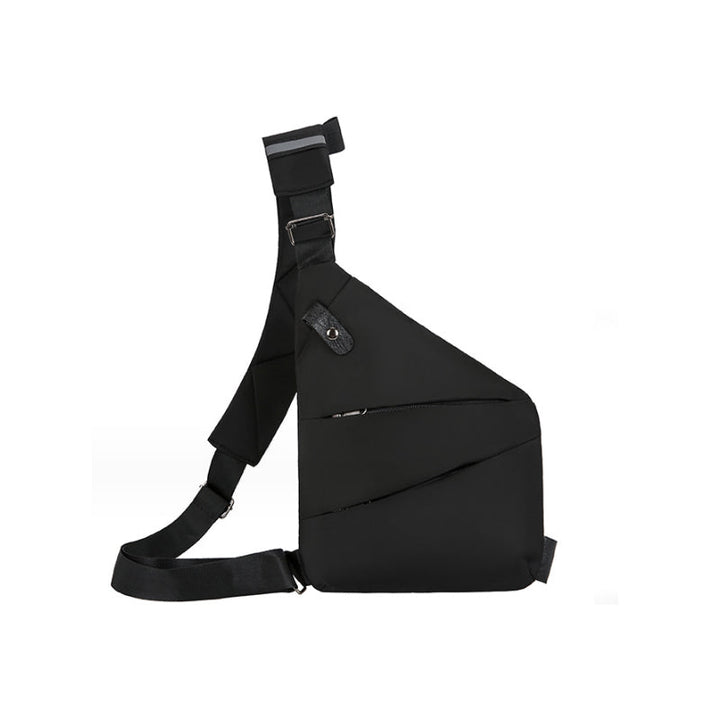 Compacte heren crossbody tas in donkergrijs, ideaal als reis- en dagelijkse veiligheidstas.