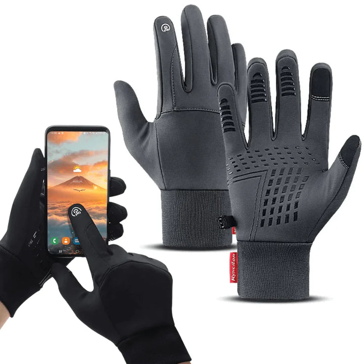 Zwarte ThermaGuard unisex winterhandschoenen met warme voering, perfect voor fietsen en wandelen in de kou.