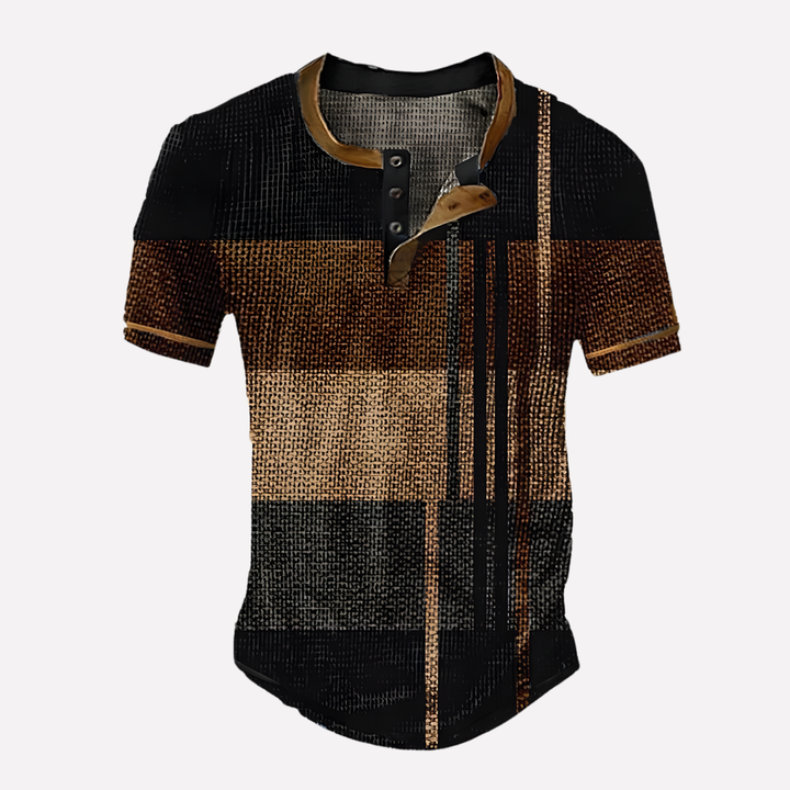 Ademend heren top van wafel breisel, casual stijl, geschikt voor de zomer.