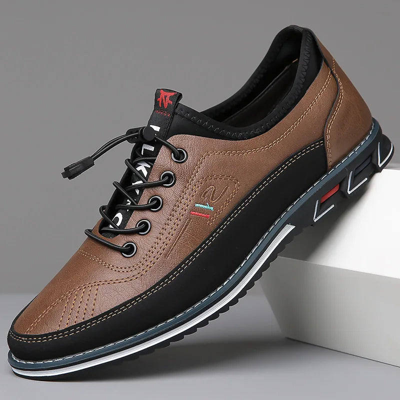 Kaki leren Oxford herenschoenen met orthopedische steun, stijlvol en comfortabel. Geschikt voor zakelijk of casual.