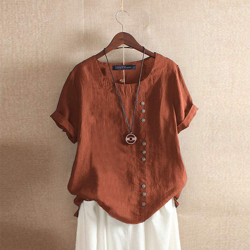Veelzijdige damesblouse met korte mouwen, perfect als luchtige bovenkleding voor een stijlvolle zomerlook.
