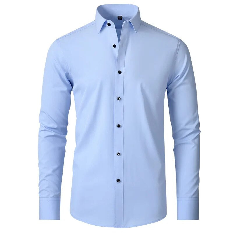Comfortabel wit slim fit business shirt voor mannen, strijkvrij voor een kreukvrije dag.