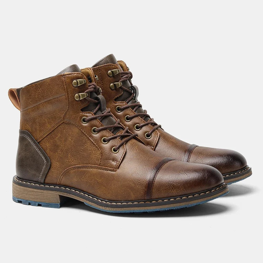 Elegante vintage heren boots Orion in bruin leer, tijdloos en veelzijdig voor elke man.
