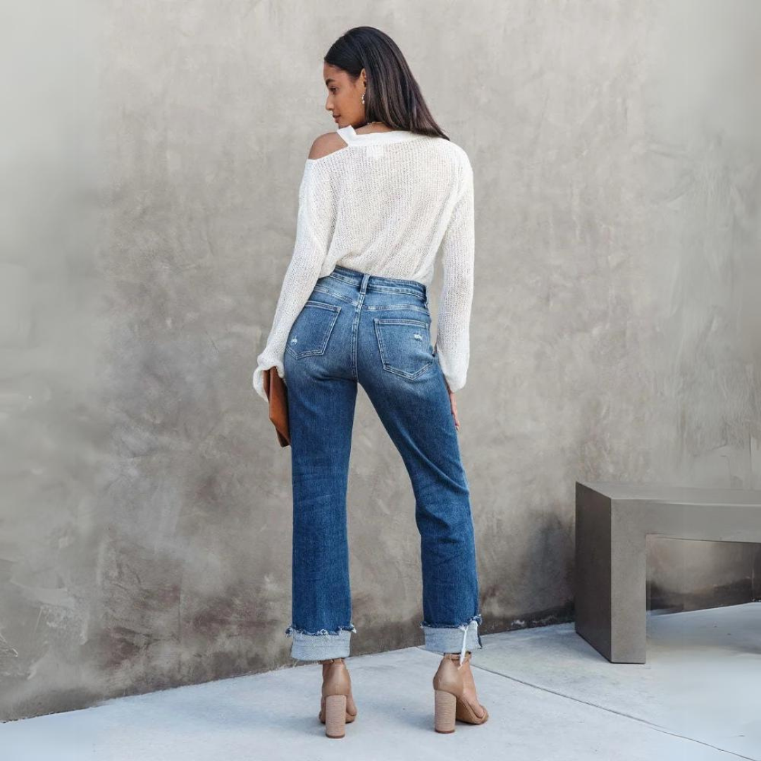 Elegante damesbroek met hoge taille, veelzijdig en tijdloos voor elke gelegenheid, van casual tot chic.