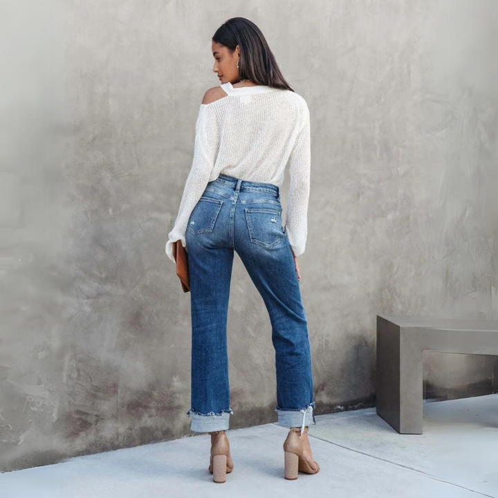 Elegante damesbroek met hoge taille, veelzijdig en tijdloos voor elke gelegenheid, van casual tot chic.