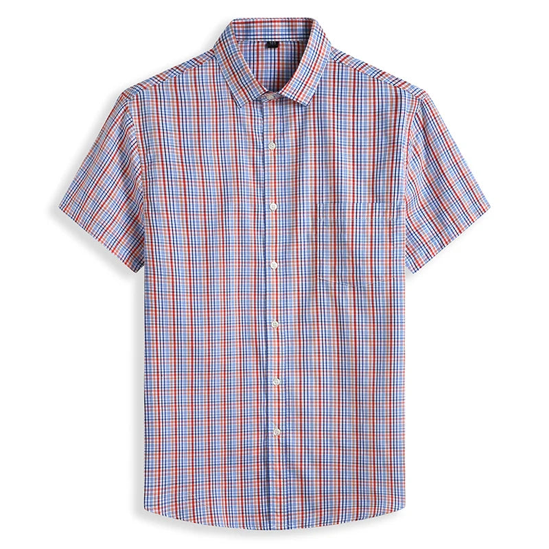 Trendy casual heren overhemd in grote maten met korte mouwen, perfect voor de moderne man die comfort zoekt.