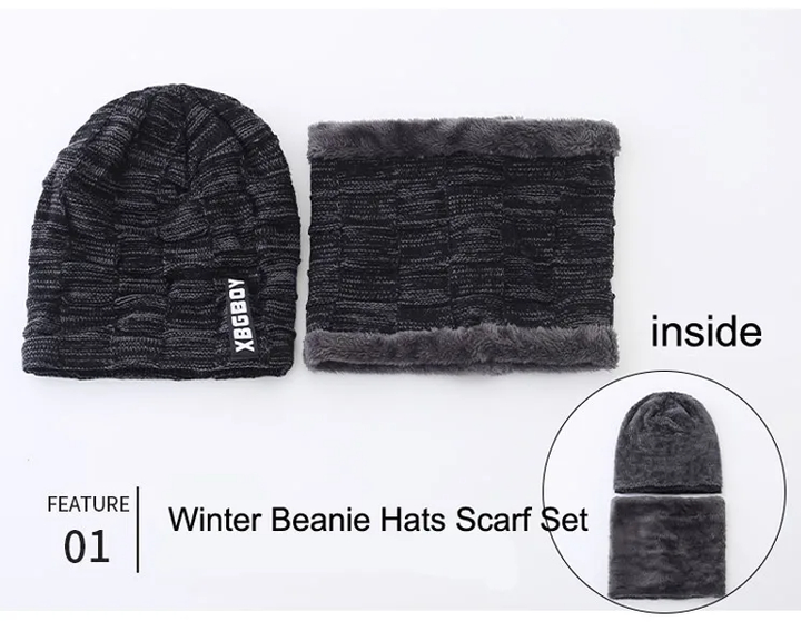 Essentiële winteraccessoires voor buiten; complete set met warme muts en sjaal.