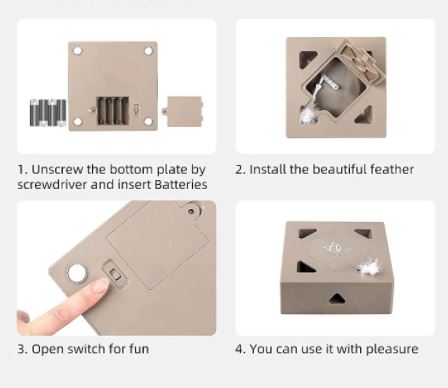 Interactieve speelbox met bewegende veer; activeert het jachtinstinct van uw kat. Eindeloos plezier.