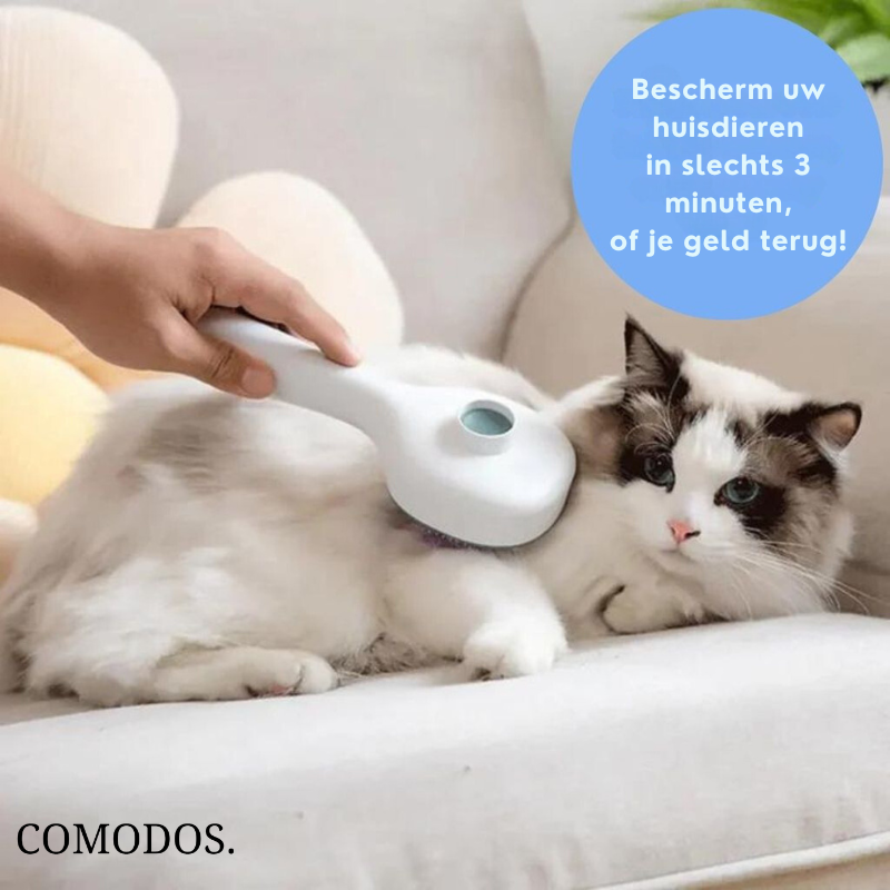 Huisdierborstel voor vlooien en teken. Veilige, effectieve bescherming voor honden en katten.