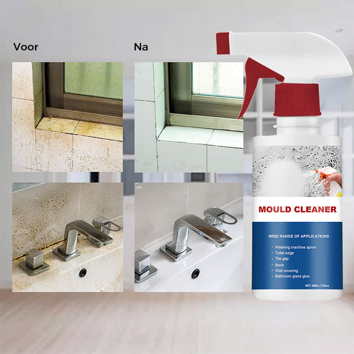 Fles schimmelreiniger schuim; ideaal voor badkamertegels, voegen en keuken. Effectieve antischimmel spray.