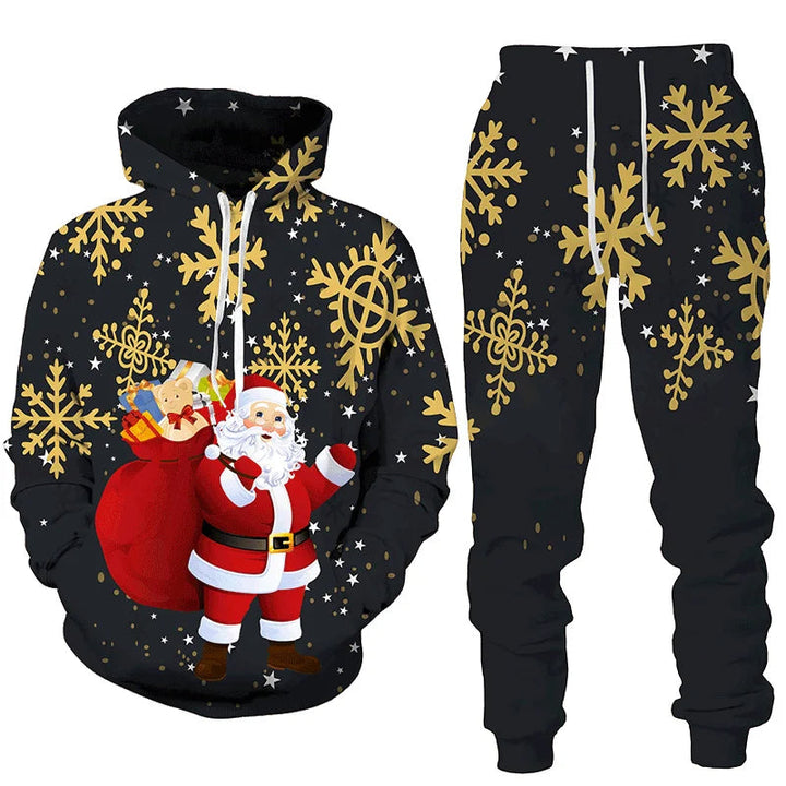Stijlvol heren kerst joggingpak als complete outfitset, perfect voor comfortabele feestdagen en winterkleding.