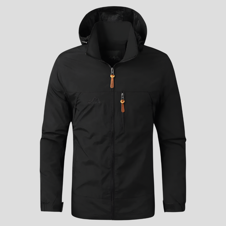 Functionele heren regenkleding: winddichte en waterdichte jas met capuchon voor optimaal comfort.