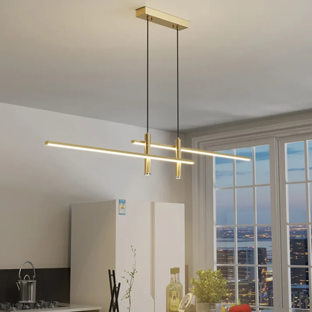Dimbare LED hanglamp, modern design. Ideaal voor de eetkamer, met energiezuinige en sfeervolle verlichting.