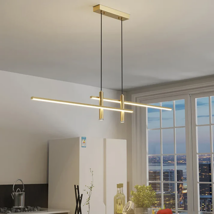 Dimbare LED hanglamp, modern design. Ideaal voor de eetkamer, met energiezuinige en sfeervolle verlichting.