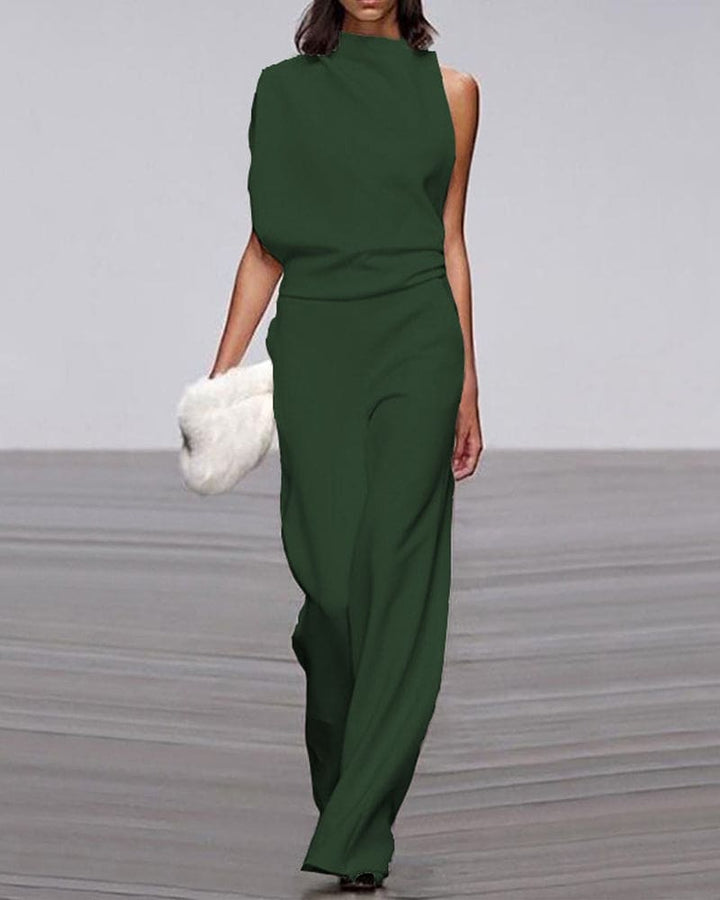 Comfortabele dames jumpsuit met chique opstaande kraag, ideaal voor een stijlvolle en ontspannen look.