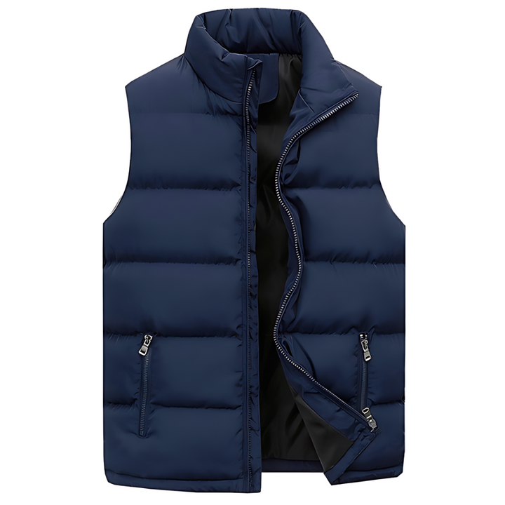 Moderne heren bodywarmer, casual en functioneel. Biedt warme bescherming als jas of extra laag.