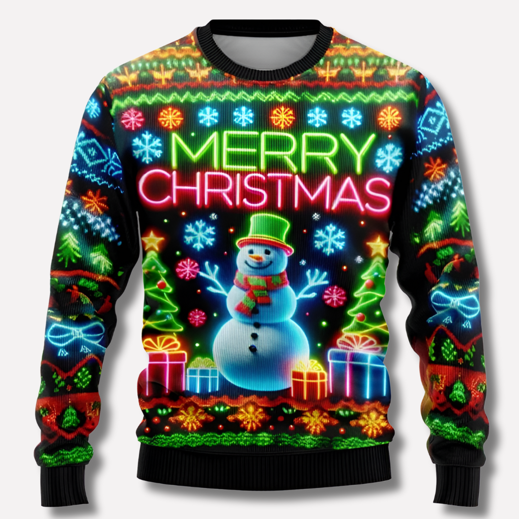 Gebreide unisex neon kersttrui, ideaal voor feestelijke winterdagen. Met opvallend rendier en sneeuwvlok design.