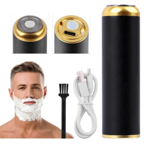 Razoer Deluxe elektrisch scheerapparaat in gebruik; een man scheert glad voor een perfecte herenverzorging.