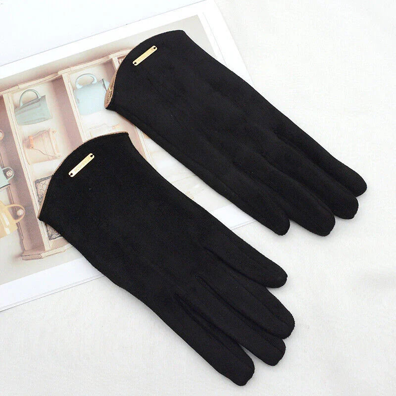 Warme dameshandschoenen van suède met touchscreen. Een klassiek accessoire voor de winter.