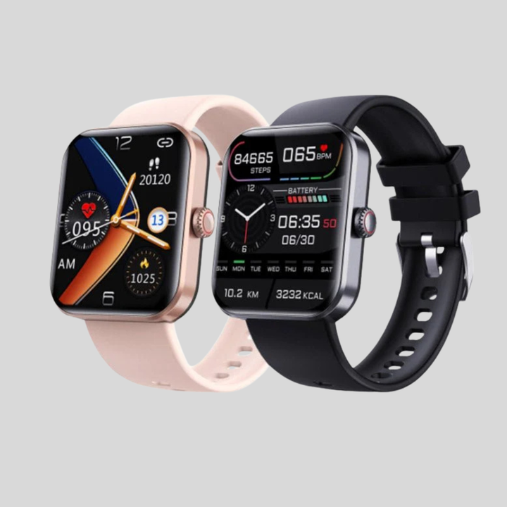 Roze activitytracker smartwatch voor gezondheidsmonitoring, met bluetooth en digitale display. Perfect voor fitness.
