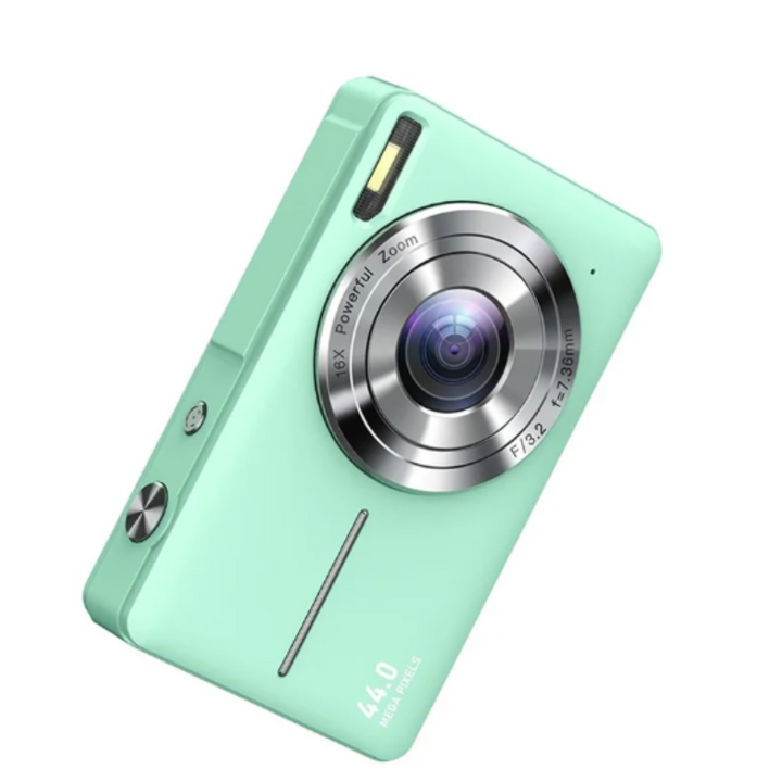 Vintage digitale camera voor fotografie en videografie, met authentieke retro filters.