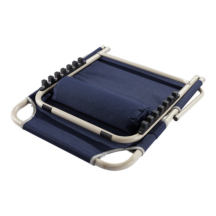 Polyurethaan rugsteun met zacht nekkussen, biedt lumbale ondersteuning en verlicht rugklachten. Ergonomisch design.
