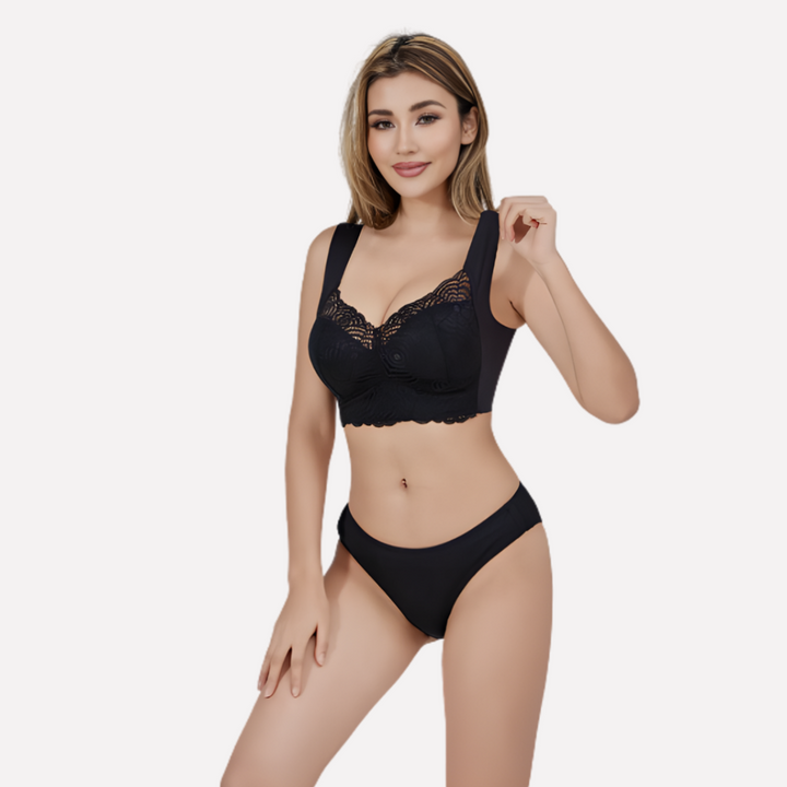 Dames push-up bh zonder beugel met elegant kant, biedt comfort en een natuurlijke lift. Perfect voor dagelijks gebruik.