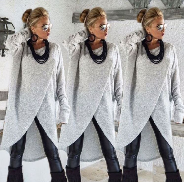 Modieuze grijze dames pullover met lange mouwen, comfortabel voor dagelijks gebruik en casual kleding.