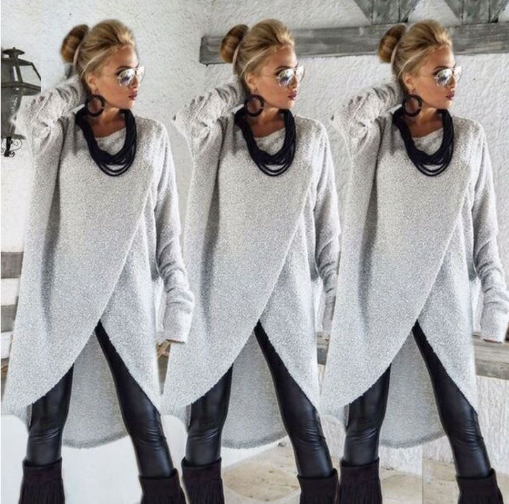 Modieuze grijze dames pullover met lange mouwen, comfortabel voor dagelijks gebruik en casual kleding.