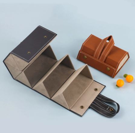 Elegante PU leren brillenhouder in zwart, een chique accessoire voor je brillencollectie.