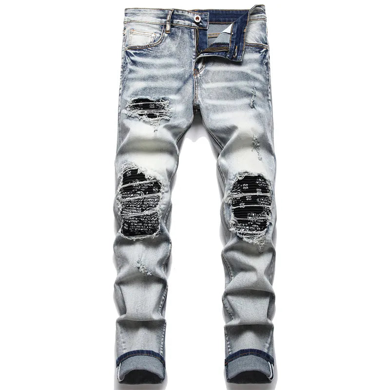 Jaxon herenjeans: trendy gescheurde broek met unieke details. Comfortabel, modieus en perfect voor een eigentijdse look.