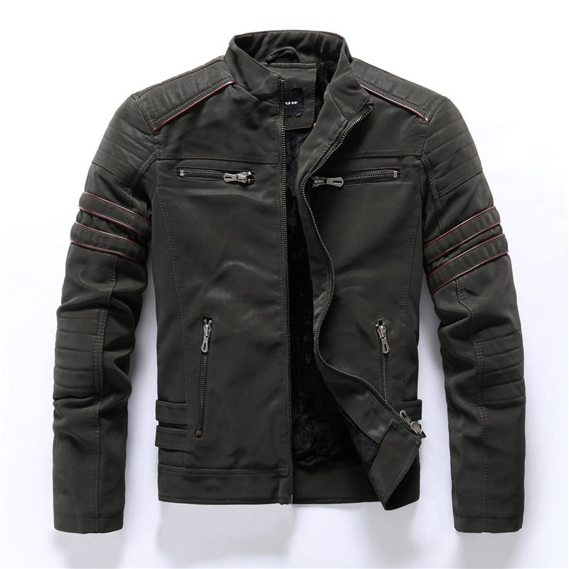 Legergroene heren all-season jas, ideaal als comfortabele outdoorkleding. Duurzame tussenjas voor alle seizoenen.
