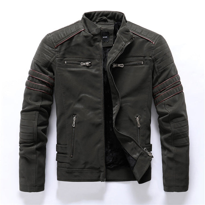 Legergroene heren all-season jas, ideaal als comfortabele outdoorkleding. Duurzame tussenjas voor alle seizoenen.