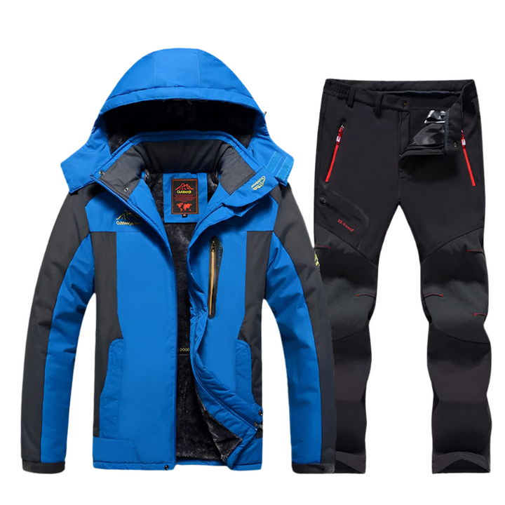 Duurzame unisex outdoor winterset. Waterdichte jas en broek, gevoerd voor warmte tijdens wandelingen in de kou.