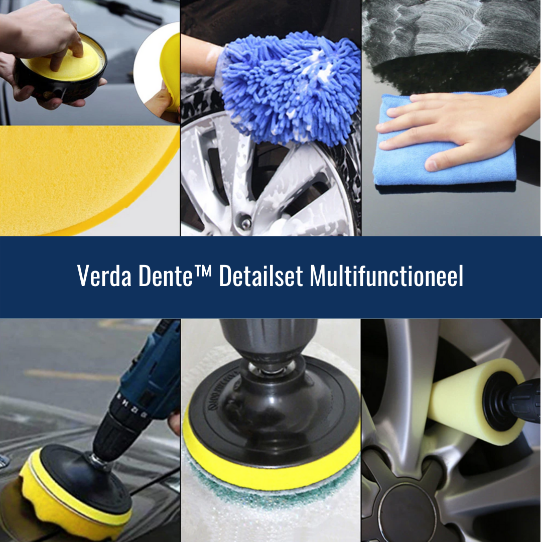Uitgebreide autopoetsset met hoogwaardige borstels, microvezeldoeken en reinigingsmiddelen voor carcare.