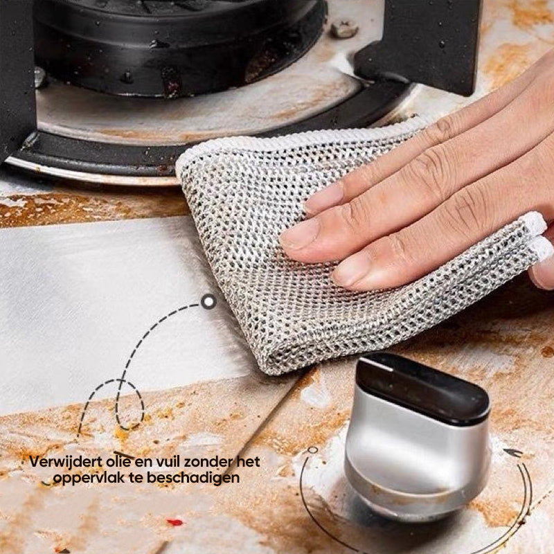 Set van 5 multifunctionele vaatdoekjes, ideaal voor krachtige reiniging in de keuken en huishouden.