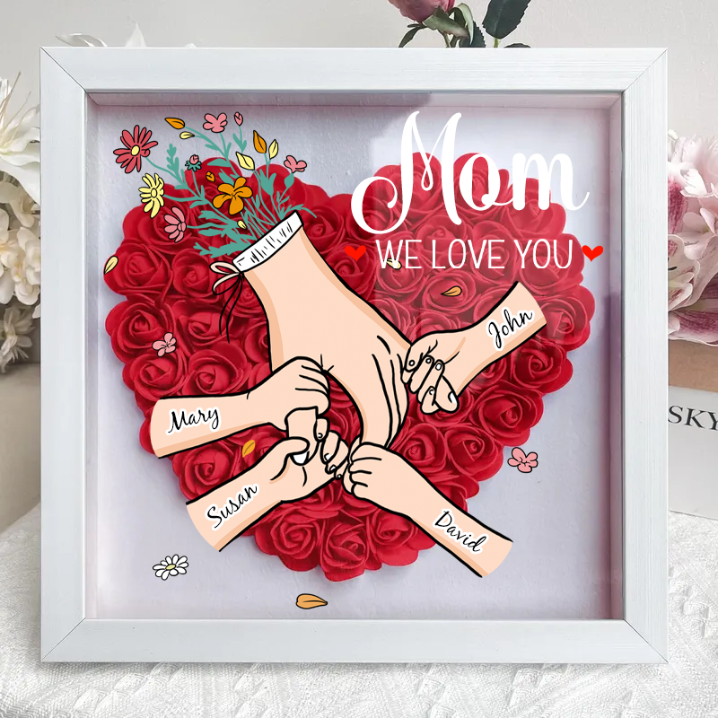 Prachtige fotolijst met bloemen en naam, een persoonlijk cadeau voor mama. Sfeervolle woondecoratie.