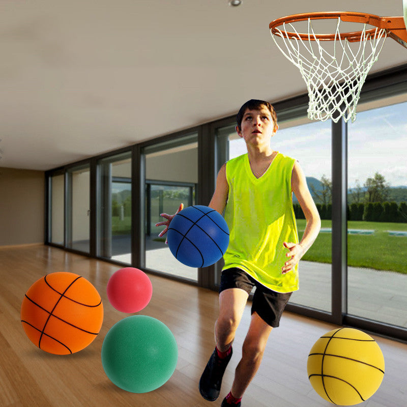 Stille Silento basketbal van PU-schuim, ideaal voor geruisloos binnen spelen door kinderen.