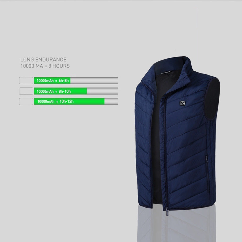 Lichtgewicht, waterdicht heren verwarmd vest, perfect voor actieve buitenactiviteiten in de kou.