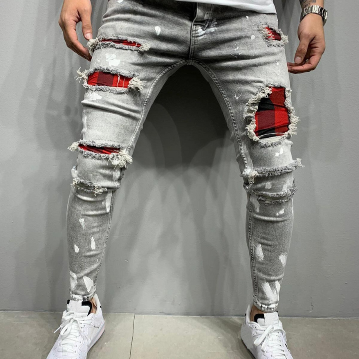 Stijlvolle heren destroyed jeans, een modieuze slim fit spijkerbroek voor trendy herenmode.