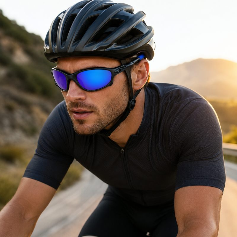Comfortabele gepolariseerde sport zonnebril voor heren, met volledige UV bescherming.