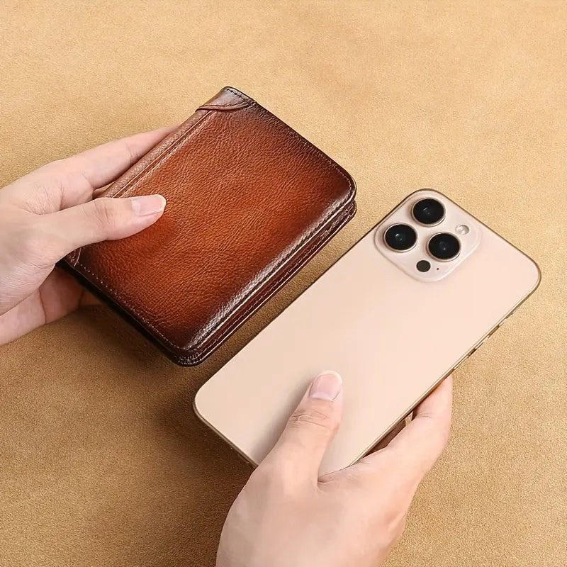 Compacte heren RFID slimme bifold portemonnee, perfect voor veilige opslag en gemakkelijke toegang.
