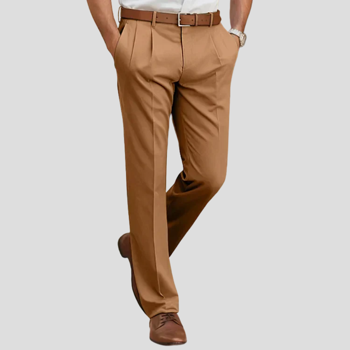 Comfortabele heren kantoorbroek met rechte pijp in smart casual stijl. Beschikbaar in zwart, donkerblauw, grijs.