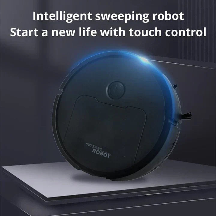 Stijlvolle robotstofzuiger keert terug naar zijn laadstation, opgeladen voor de volgende automatische schoonmaak.
