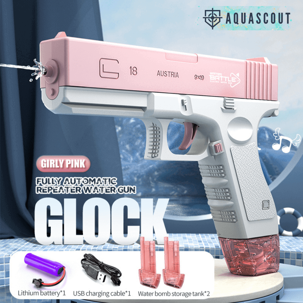 Blauw automatisch waterpistool voor buitenspeelgoed, fantastisch zomer cadeau voor kinderen. Oplaadbaar en snel.