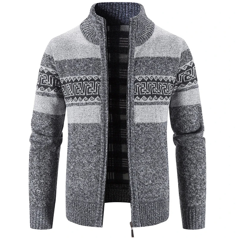 Stijlvol heren herfst/winter vest met opstaande kraag, gebreid voor extra warmte.