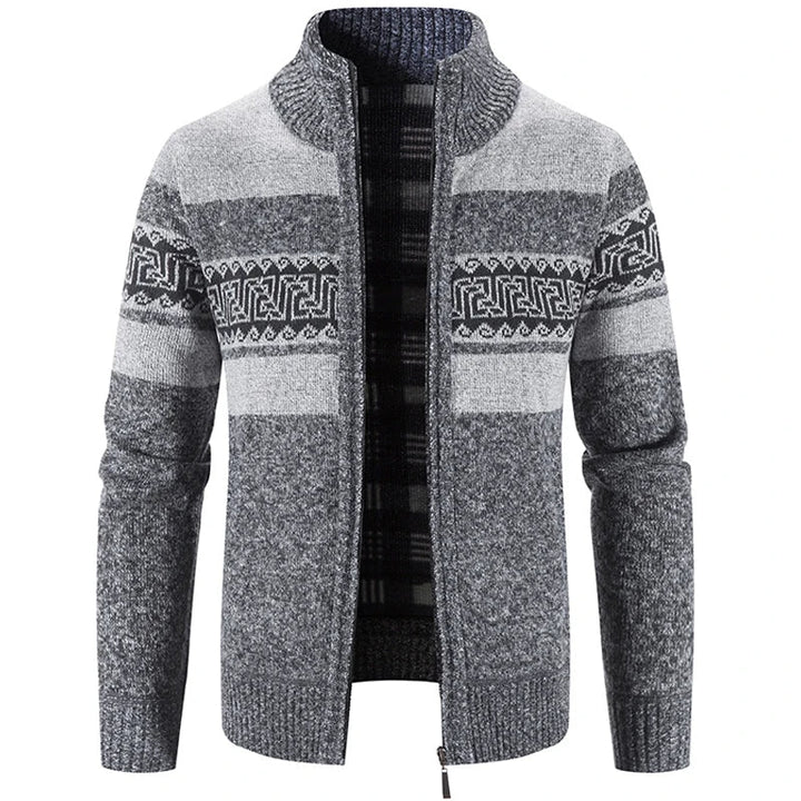 Stijlvol heren herfst/winter vest met opstaande kraag, gebreid voor extra warmte.