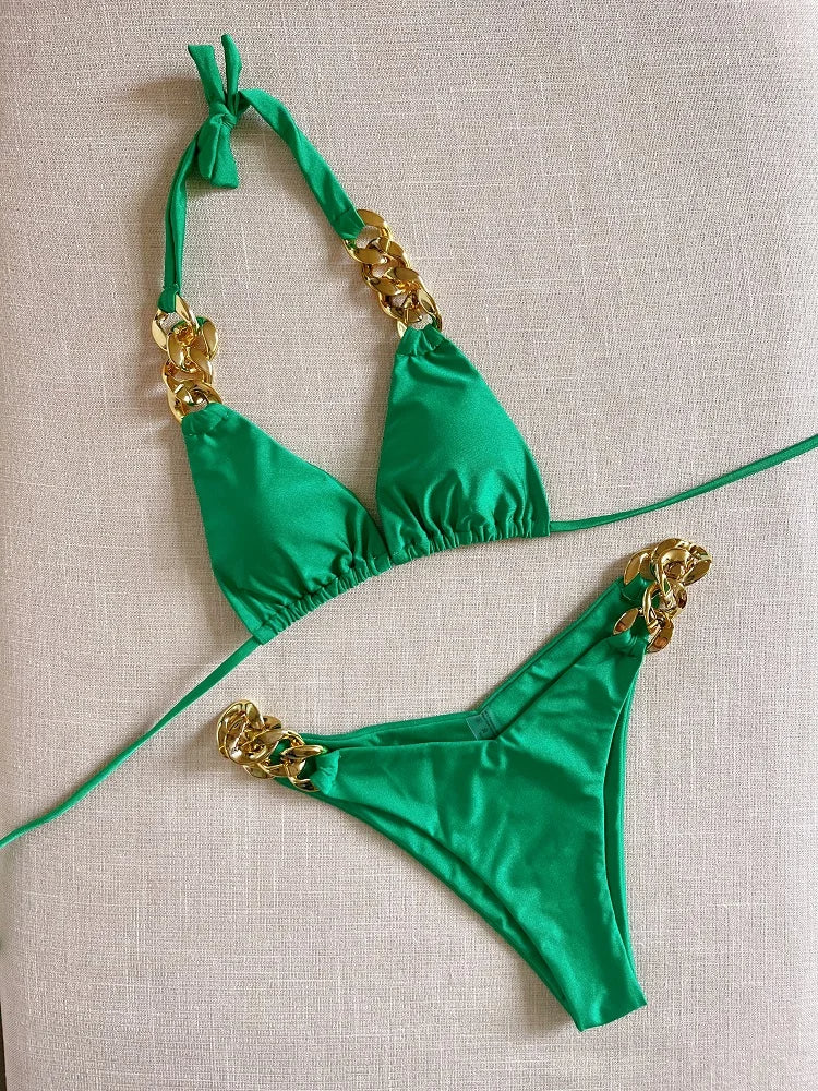 Flatterende push-up triangel bikini set voor dames, ideale zwemkleding voor de zomer.