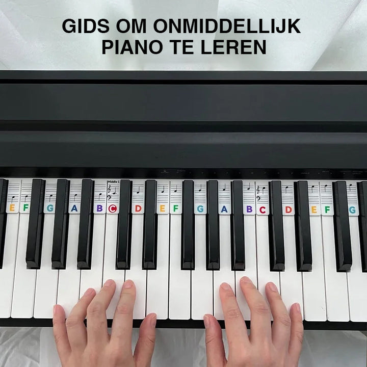 Muziekleermiddel: siliconen notenlabels voor 88-toetsen piano, voor snelle voortgang van beginners.